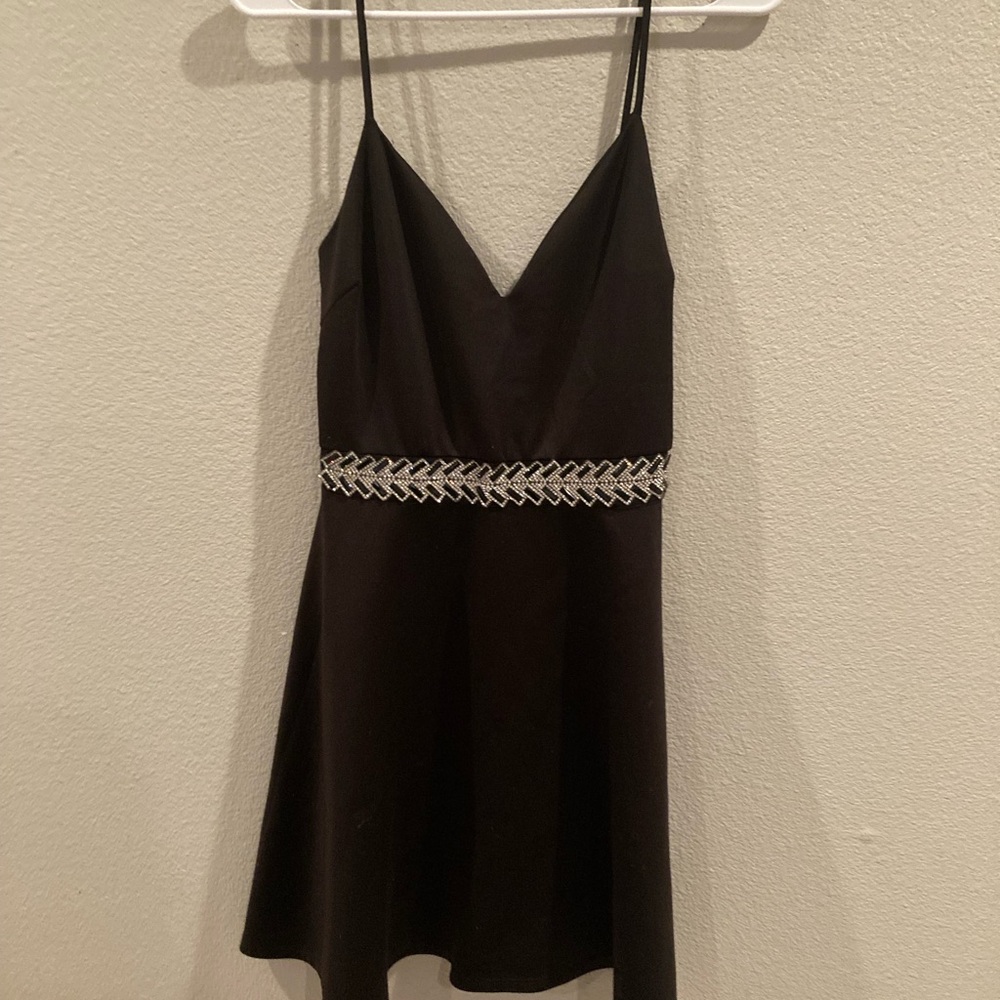 Charlotte Russe Black Mini Dress with Silver Accent